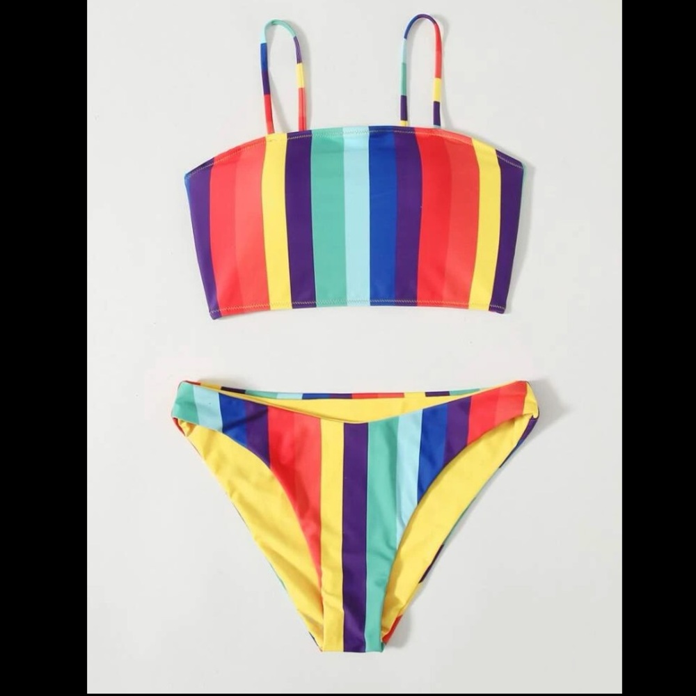 🎟3/$25 Bikini Sale. SHEIN rainbow stripe bikini. Brand New never worn.